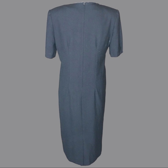 VINTAGE 60s Union Label dress sz M/L ILgwu black VTG faux wrap midi Henry Lee - Picture 9 of 11